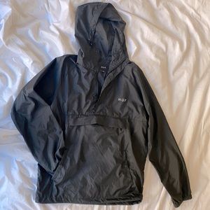 HUF Quarter Zipup Button Down Hooded Rain Jacket